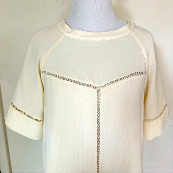 Zara Summer Mini Basic Ivory Eyelet Pullover Fringe Hem Boho Dress Size Small - Picture 12 of 12